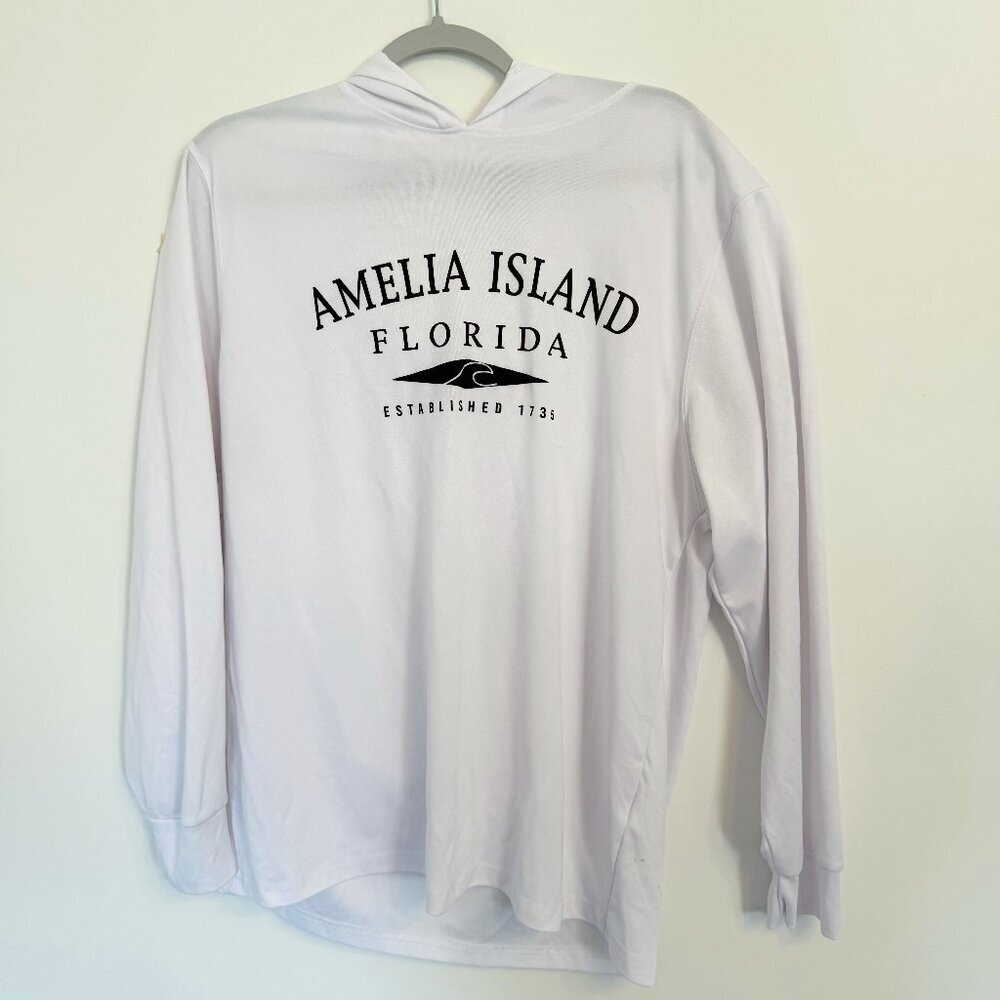 Amelia Island Florida White Hooded Long Sleeve
